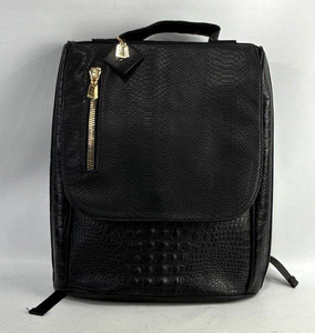 Tote and Carry Black Statement Weekender Backpack Croc Embossed Faux Leather Statement Traveler Backpack in Black V2 – Tote&Carry main image 3