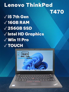 Lenovo ThinkPad T470 i5-7300U 16GB 256GB SSD FHD Win11 Pro Laptop 2x Akkus TOUCH