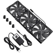 Wathai Dual Ball 3 x 120mm Computer Fan with AC Plug DC 12V Big Airflow Fans