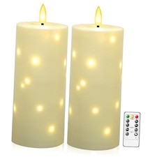 10" x 4" Large Outdoor Waterproof Flickering Flameless Candles with Ivory