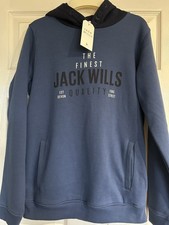 Image of BNWT  Jack Wills Kids Pullover Hoodie Graphic Logo Unisex Black Size 12-13 Years