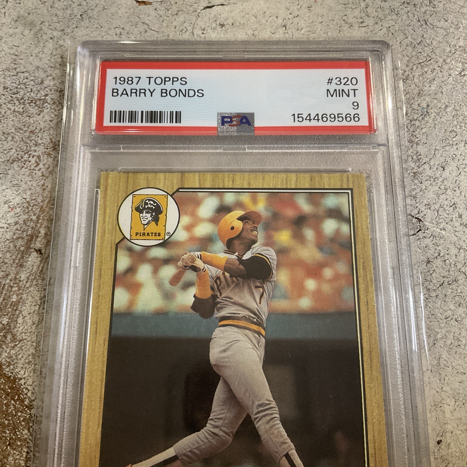 BARRY BONDS ROOKIE CARD- 1987 TOPPS #320-GRADED PSA MINT 9-PITTSBURG PIRATES view 3