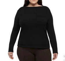 NEW Banana Republic Women's XL Black Ribbed Long Sleeve Knit Top Boat neck
