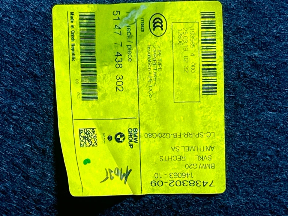 BMW 330i G20 19-24 PASAJERO TRASERO DERECHO MALETERO LADO DERECHO CUBIERTA DE CARGA PANEL DE MOLDURA OEM Foto 3 de 3