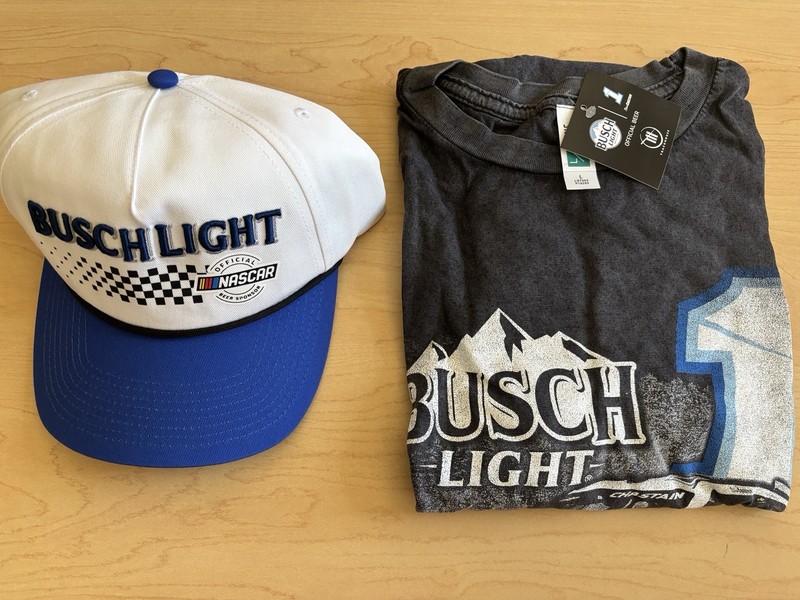 Busch Light Beer Nascar Shirt And Hat New Size Large