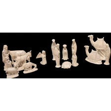 VTG Byron Molds 1973 Pearl White Iridescent Nativity Ceramic 16 Scene Set