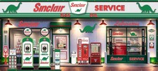 SINCLAIR GAS STATION SCENE "RENDERED VERSION" ART MURAL BANNER CUSTOM 9' X 20'