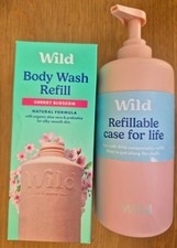 Wild Natural Refillable Body Wash & Dispenser CHERRY BLOSSOM, pink