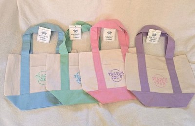 Trader Joe's Mini Pastel Canvas Tote Bags Set of 4 Easter Colors 2026 Limited