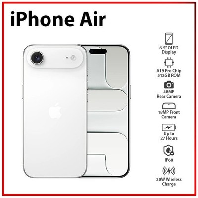 (New) Apple iPhone Air 5G 12GB+512GB WHITE Dual SIM Unlocked iOS Mobile Phone