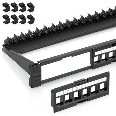 Everest 24 Port Keystone Patch Panel (1-Pack) - Removable 6-Port Panels - Use wi