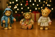 Cherished Teddies Gloria,Garland Gabriel Ghost of Christmas Past,Present ToCome