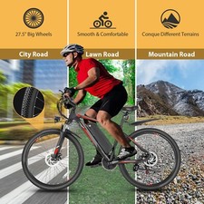 500W 48V Electric Bike 27.5in Mountain Bicycle 20mph 21Speed EBike w/Cruise Mode
