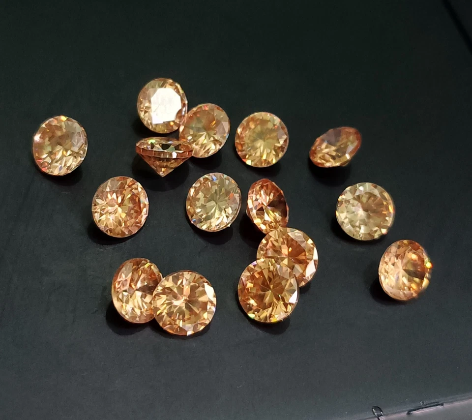 Zafiro champán natural de 7 mm cortado redondo 20 piezas certificado Lote de gemas sueltas certificadas Foto 3 de 4