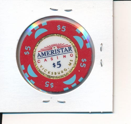 VICKSBURG MISSISSIPPI CASINO CHIP - AMERISTAR $5,00 - C - Foto 2 di 2