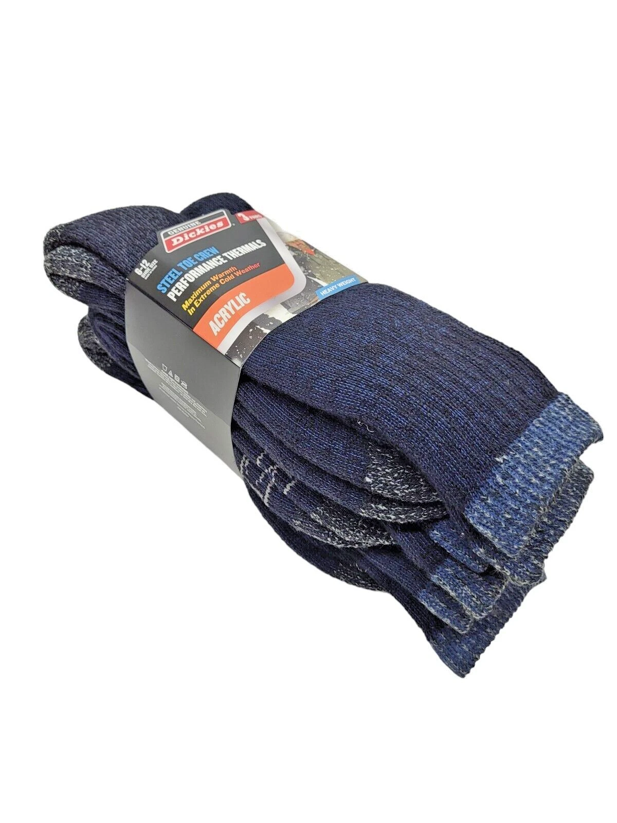 Dickies Crew Socks Size 6-12 Acrylic Blend Thermal 3 pair free shipping NEW