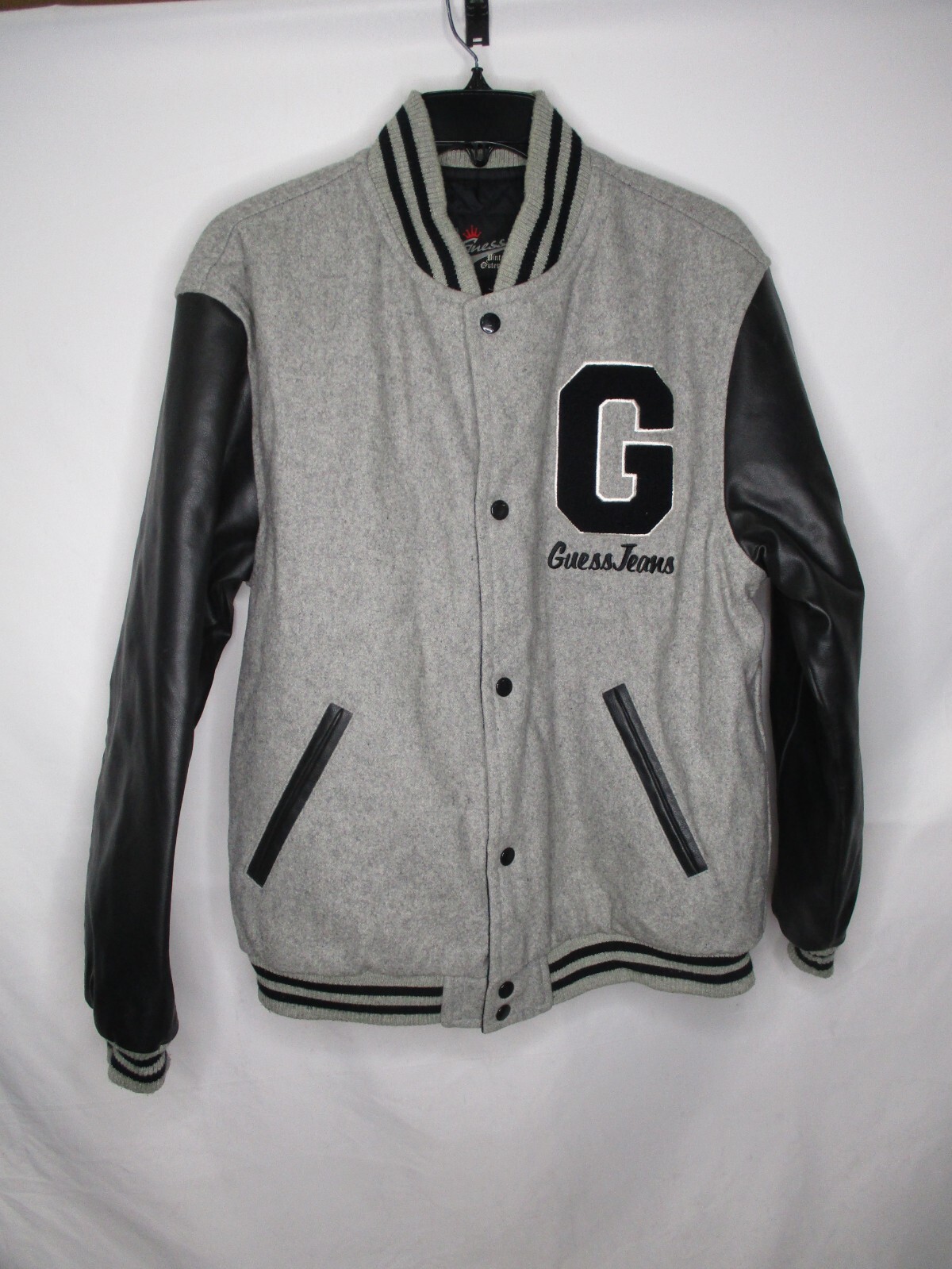 Guess Mens Varsity Jacket Small Gray 