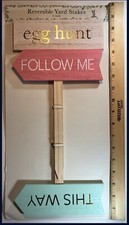 Easter Egg Hunt Signs, Reversible 3 Piece Yard Sign Set, Multicolored, NEW