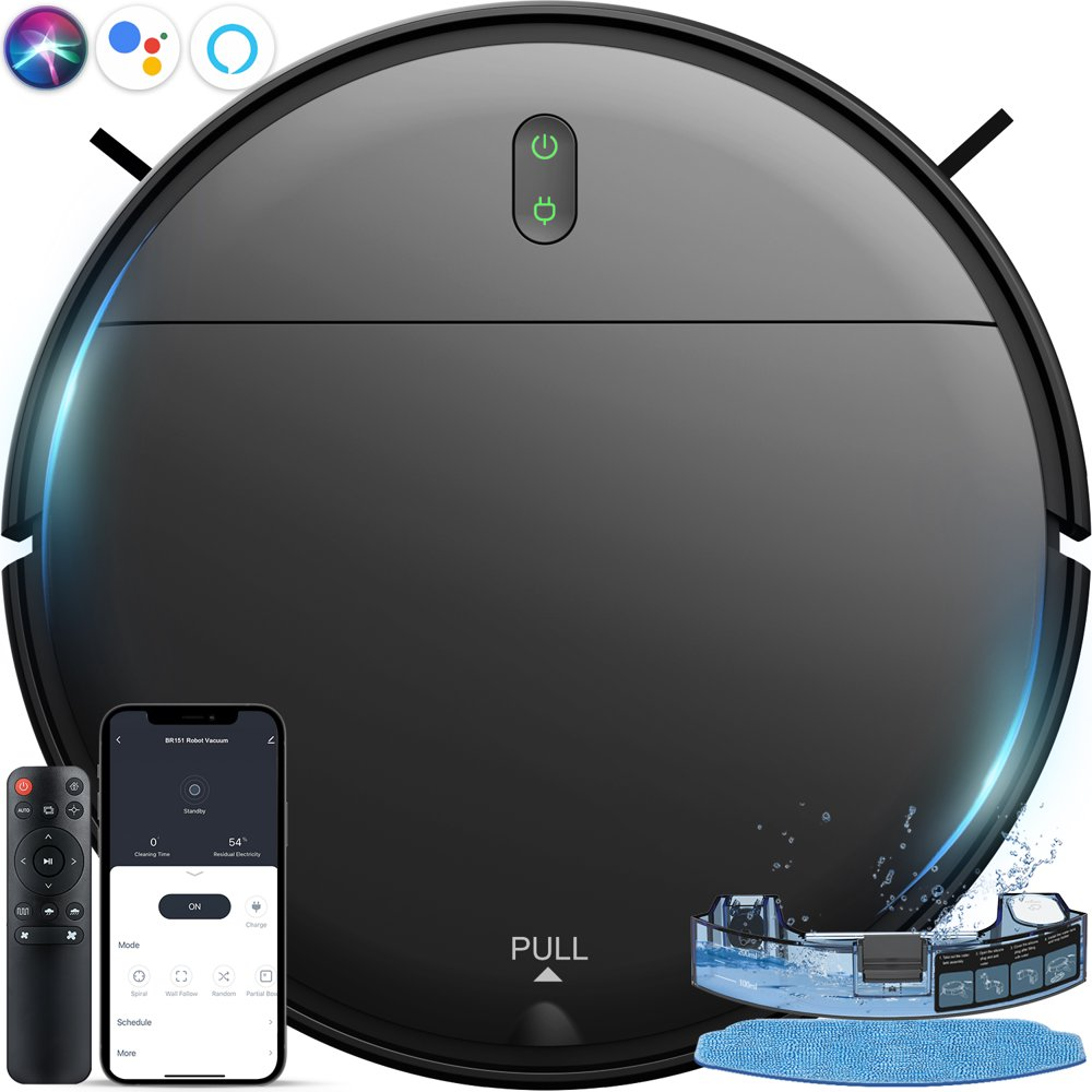 Robot Vacuum Cleaner, 2 in 1 Mop Combo for Pet Hair, Voice Control and Connect A-image