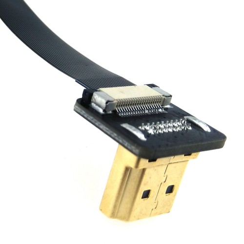 4K HDMI Flex Cable Angled to Flat Male Plug 20cm Lead for Camera Video GPS LCD - 第 3/7 張圖片