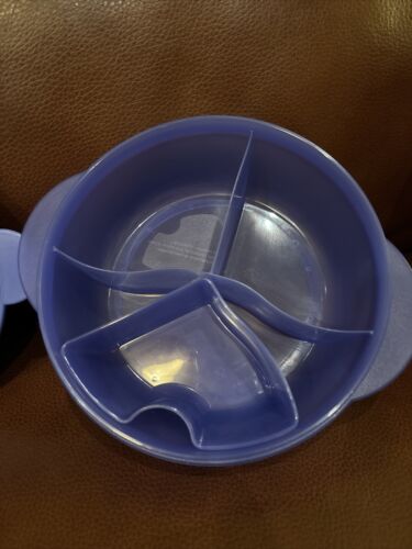 Tupperware Set 2 Crystalwave Round 3qt(#2643), Divided W/Insert #3859 Purple NEW - 第 9/18 張圖片