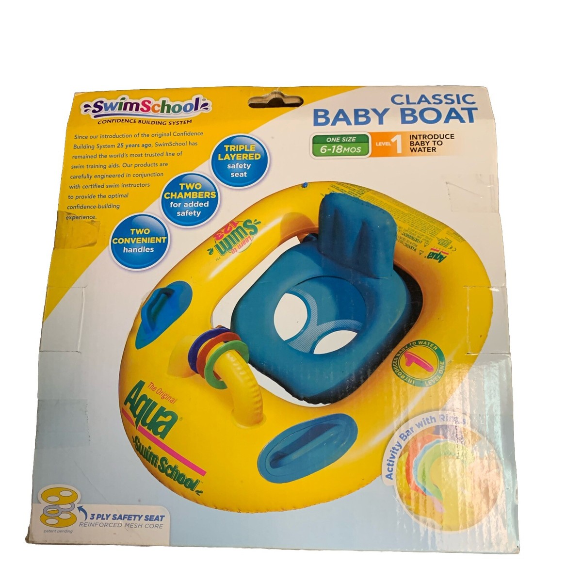 アクアキッズ Aqua SwimSchool Grow-with-Me BabyBoat Pool Float for Infants