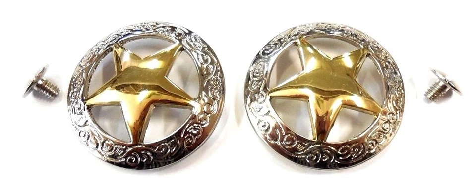 Pacote com 2 tecelões Texas Star banhados a ouro 18K 1-1/8" parafuso traseiro frete grátis - Imagem 3 de 3