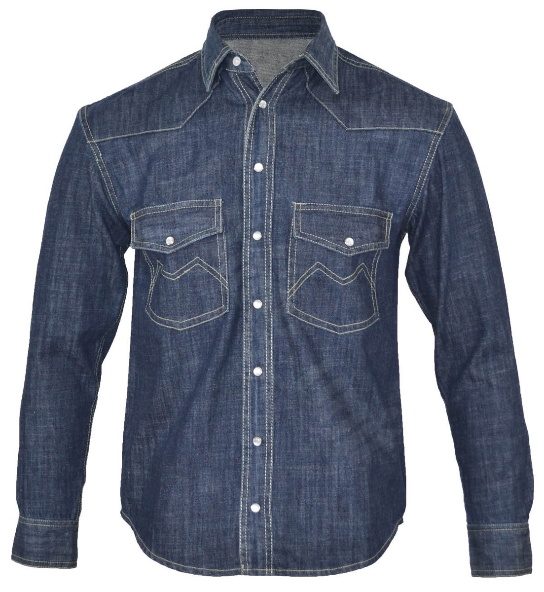 New Mens Classic Denim Western Shirt Long Sleeve Work Heavy M-XXL