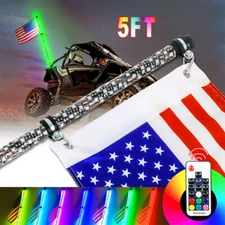 5ft Spiral RGB LED Whip Light Antenna Flag Pole w/Remote for UTV ATV Polaris RZR