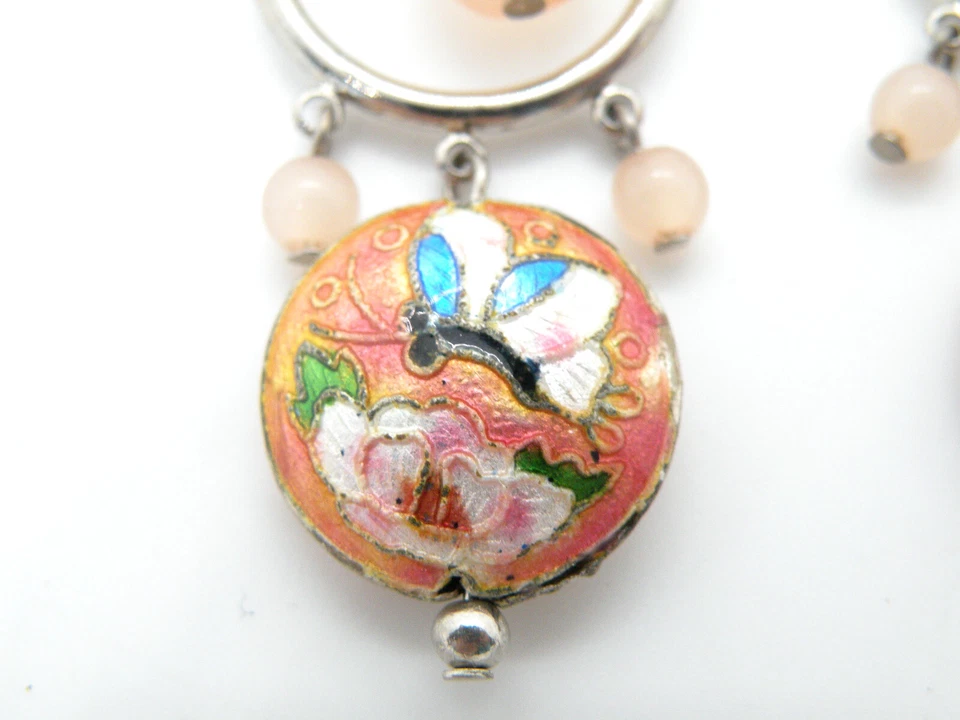 NWT New Guess Cloisonne Enamel Dangle Metal Silver Tone Pierced Hook Earrings - Изображение 3 из 3