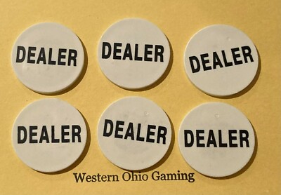 Poker Dealer White Marker Chip x 6 USED