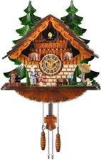 Cuckoo Clock Traditional Chalet Black Forest House Clock Handcrafted Wooden Wall