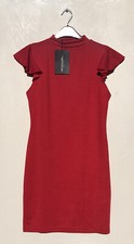 Pretty Little Thing Size 14 Red High Neck Bodycon Dress Bnwt
