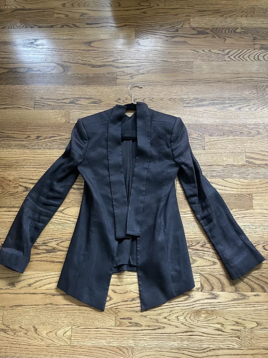 Theory Womens Blazer Black no buttons, small shoulder pads Open Front Lined  2