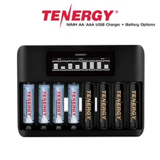 Tenergy TN480U AA AAA 8 Bay NiMH USB Charger with Battery Options LOT