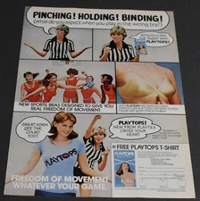 1980 Print Ad Sexy Playtops Cross your Heart Bra T-shirt offer Basketball ladies