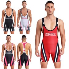 Men Bodysuit Wrestling Singlet Active Jumpsuit One Piece Base Layers Athletic