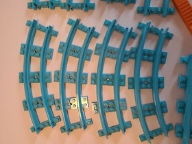 12 LEGO Medium Azure Blue Train Track Pieces Friends Roller Coaster From 41130