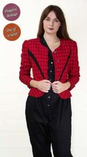 Vintage Courreges Jacket | Vintage 1980s Courreges Red Tartan Jacket Size 8/10