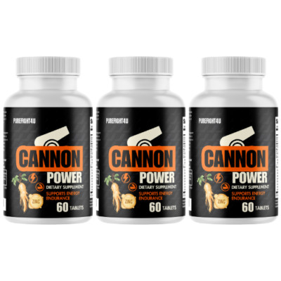 Cannon Power Performance Supplement for Strength & Energy Support, 3 Bottles
