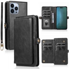 For iPhone 15/ 15 Plus/ 15 Pro/ 15 Pro Max- Multi-Slot Wallet Case with Wristlet