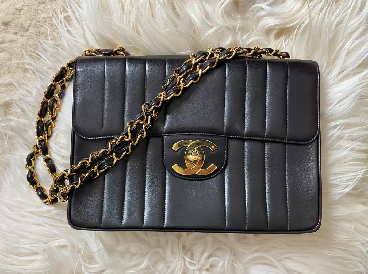 Extremely Rare Chanel XL Logo Caviar Turnlock Flap Bag – SFN