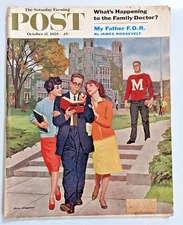 Saturday Evening Post Oct 17, 1959 FDR Roosevelt Football Railroads VTG AD's