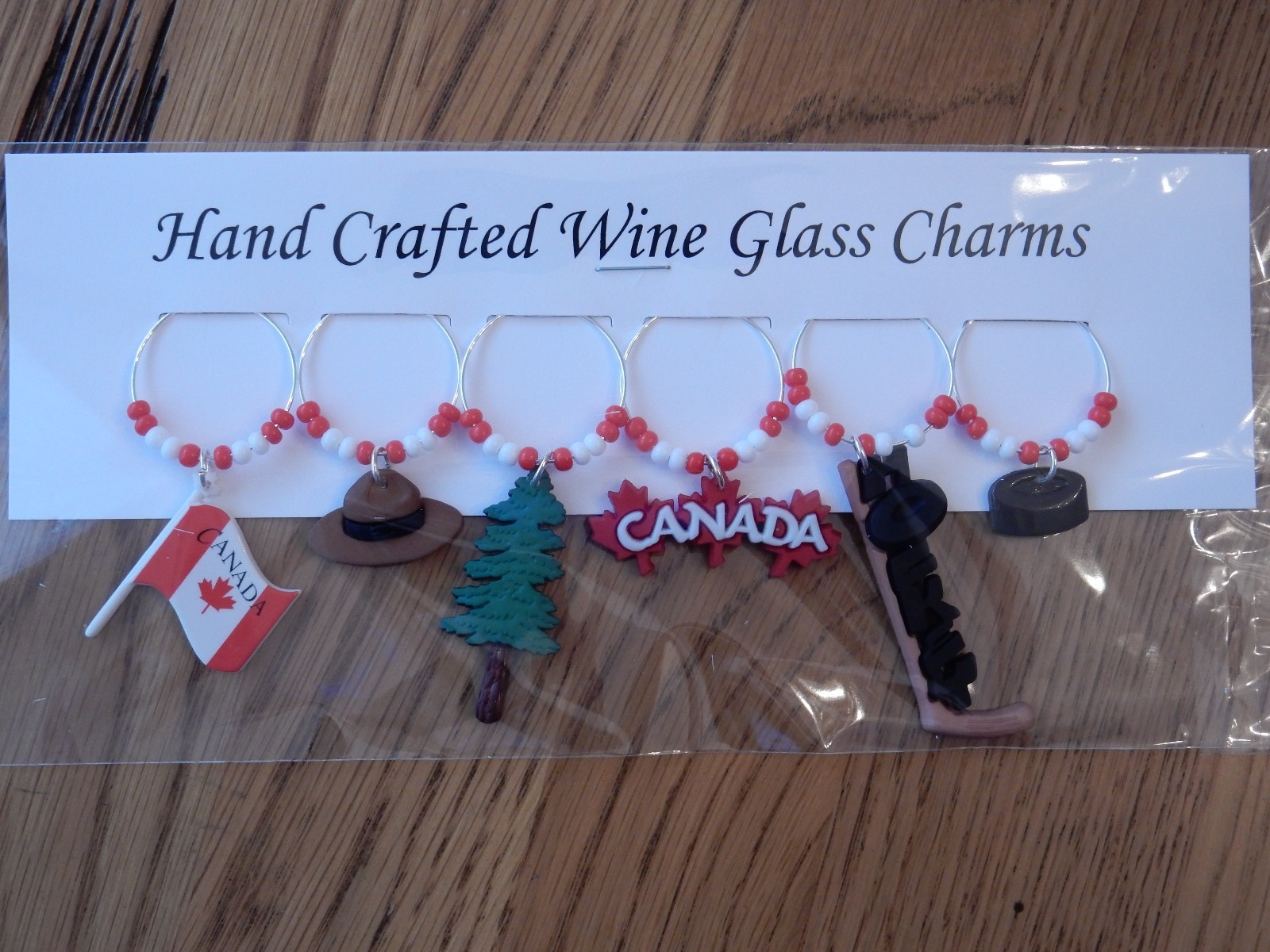 "CANADA" SET OF 6 HAND CRAFTED WINE GLASS CHARMS eBay