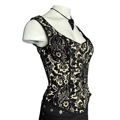 SHRINE Pin Bodice Gothic Wedding Witch Vampire Goth Ball Tapestry Corset Top
