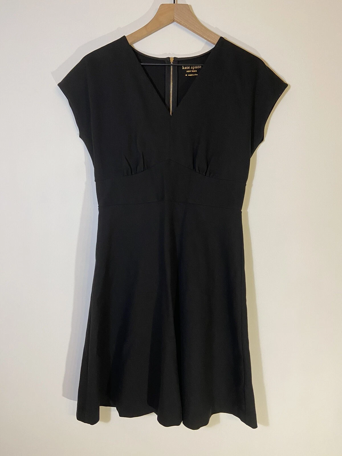 Abito Kate Spade New York Ponte A line in maglia nera elasticizzato cappuccio manica taglia M