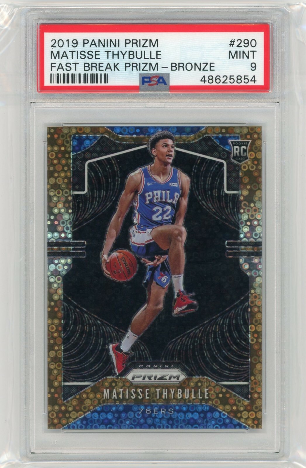 2019 Panini Prizm #290 Matisse Thybulle Fast Break Prizm Bronze #14/20 PSA 9
