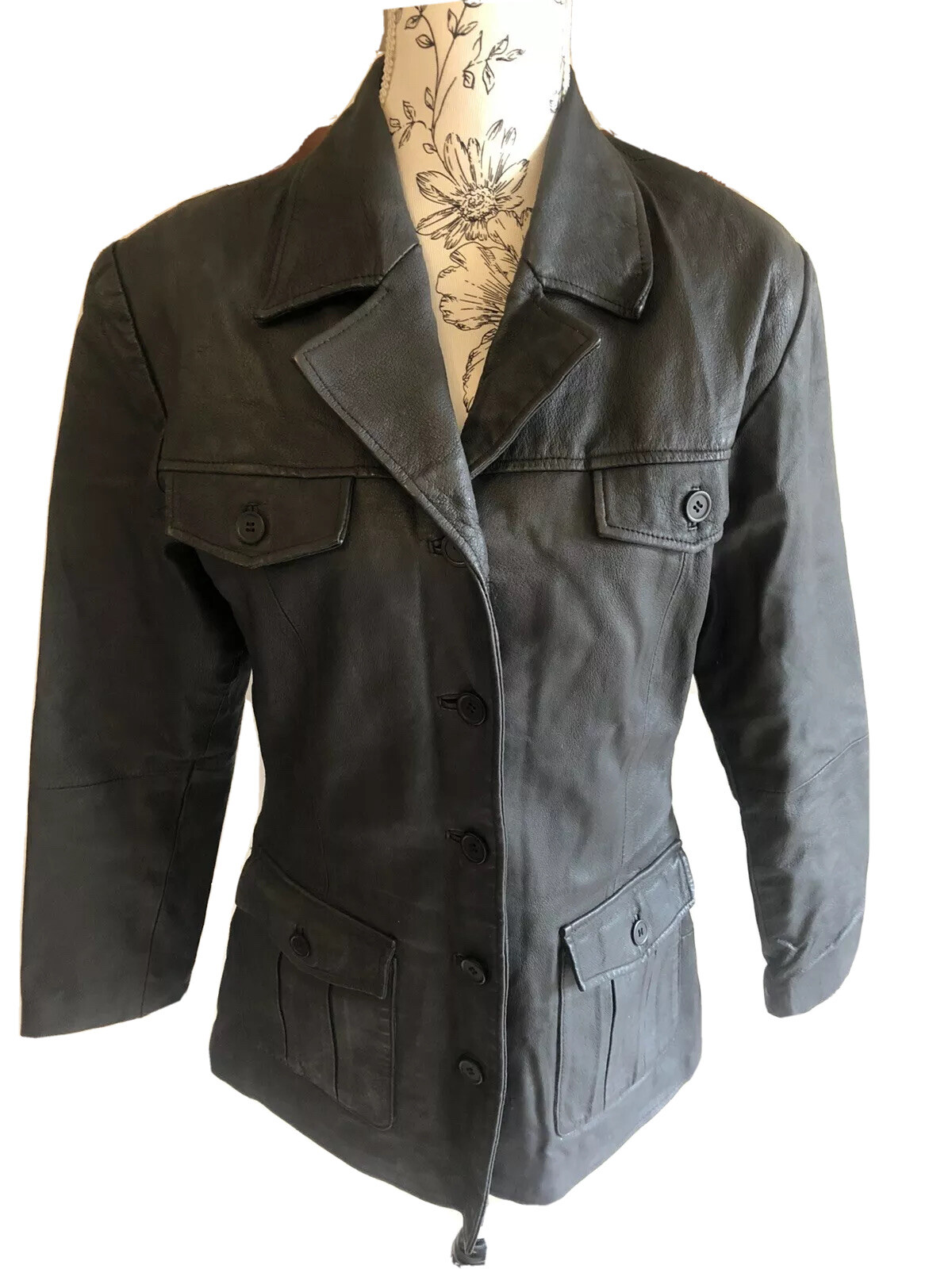 Outer Edge Real Leather Jacket Button Front Size … - image 1