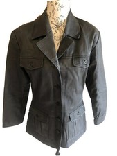 Outer Edge Real Leather Jacket Button Front Size Medium 10/12 Black