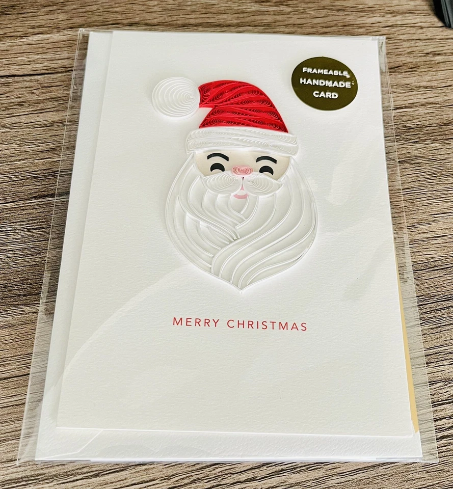 NIP Santa Frameable Handmade Christmas Card Hallmark Quilling Card Art Card 5X7 - Image 2 of 4